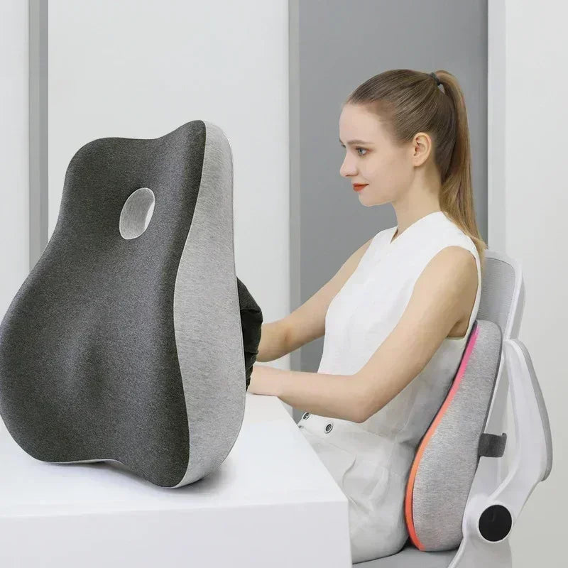 Memory Foam Office Chair Cushion Car Seat Support Waist Pillow Massage Lumbar