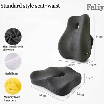 Memory Foam Office Chair Cushion Car Seat Support Waist Pillow Massage Lumbar
