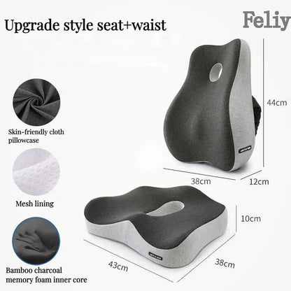 Memory Foam Office Chair Cushion Car Seat Support Waist Pillow Massage Lumbar