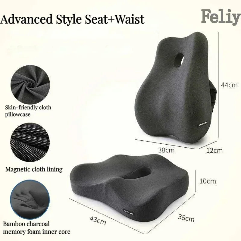 Memory Foam Office Chair Cushion Car Seat Support Waist Pillow Massage Lumbar