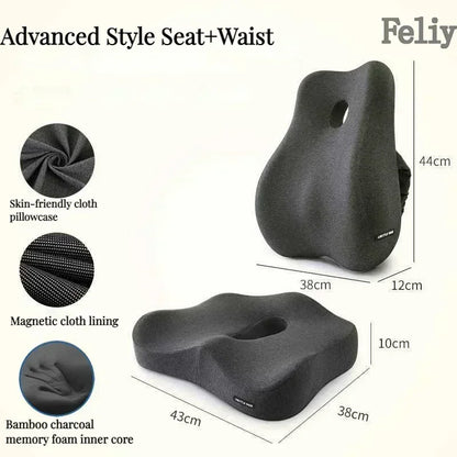 Memory Foam Office Chair Cushion Car Seat Support Waist Pillow Massage Lumbar